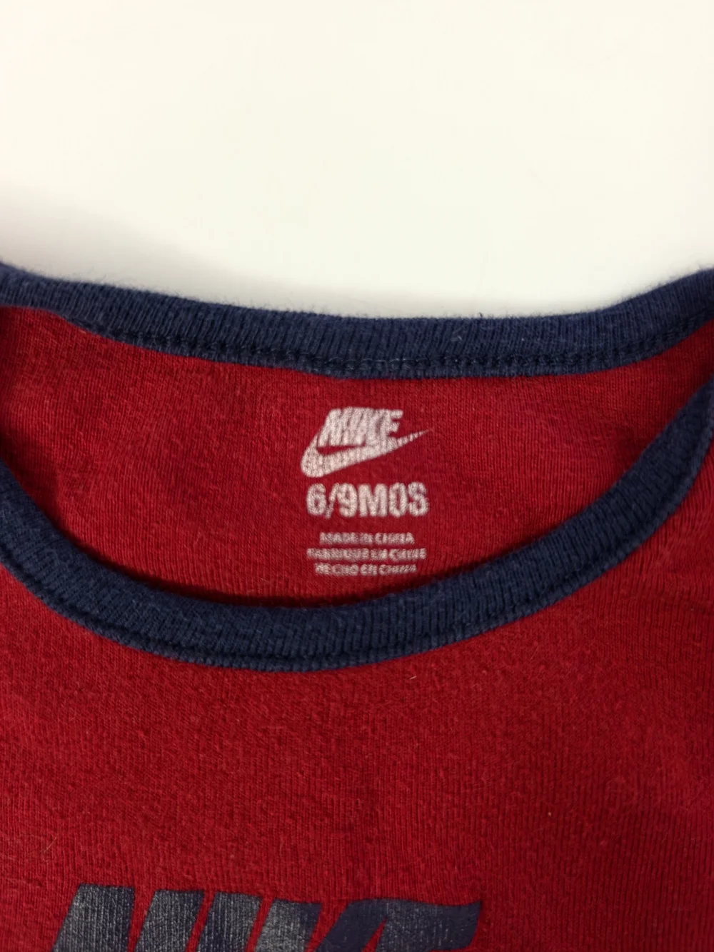 Nike Red Baby One-Piece Bodysuit with Navy Trim
